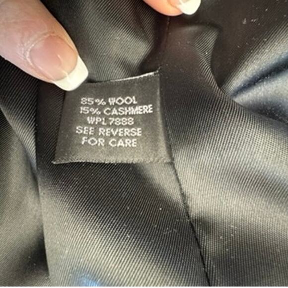 "ANNE KLEIN" Blk Elegant Trench Coat SZ 10 W Belt Cashmere & Wool Blend Money - Picture 7 of 16